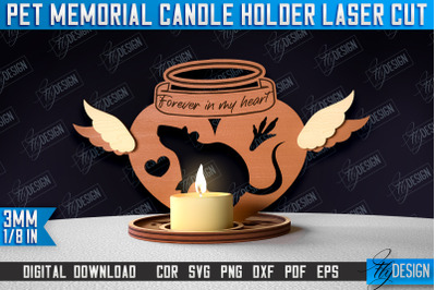 Pet Memorial Candle Holder Laser Cut | 3D Candle Memorial Holder