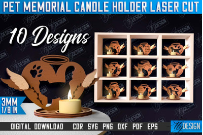 Pet Memorial Candle Holder Laser Cut Bundle |3D Candle Memorial Holder
