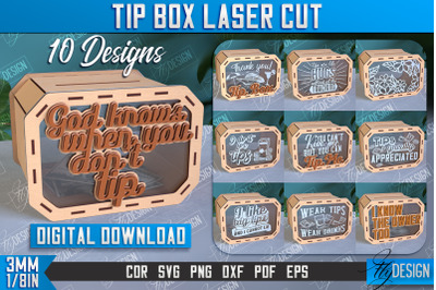 Tip Box Laser Cut Design Bundle | Money Box Template | Funny Quotes