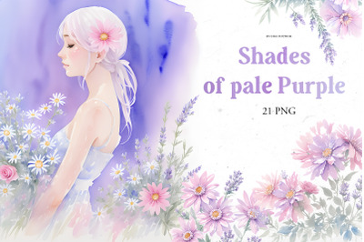 Shades of Pale Purple Watercolor Illustrations | PNG Clipart