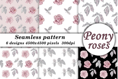 Flower Peony Rose Watercolor Seamless Pattern Vintage