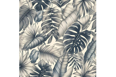 8 Tropical leaves hand drawn seam bundle