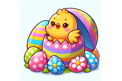 8 Cute little easter chick coming set