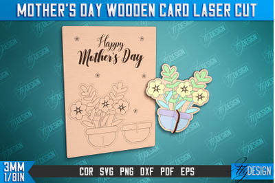 Mother&#039;s Day Wooden Card | Flower Design | Greeting Card | Granny Gift