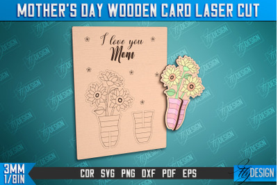 Mother&amp;&23;039;s Day Wooden Card | Flower Design | Greeting Card | Granny Gift