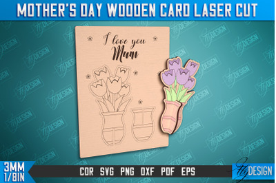Mother&amp;&23;039;s Day Wooden Card | Flower Design | Greeting Card | Granny Gift