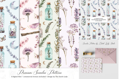 Herbal Potions Seamless Patterns
