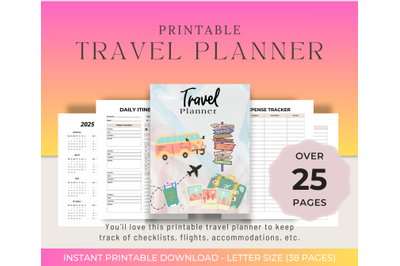 Travel Planner, Printable Planner, PDF and CANVA