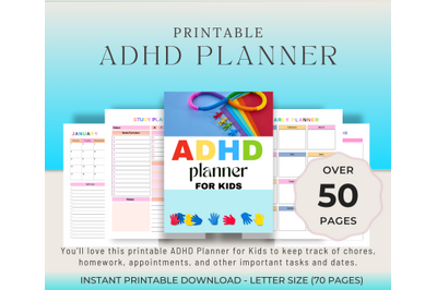 ADHD Planner For Kids, Printable, PDF and CANVA