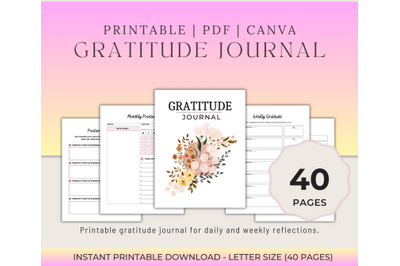 GRATITUDE Journal - Planner - PDF and CANVA