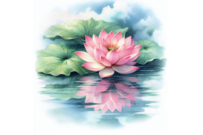 8 Watercolor beautiful lotus    bundle
