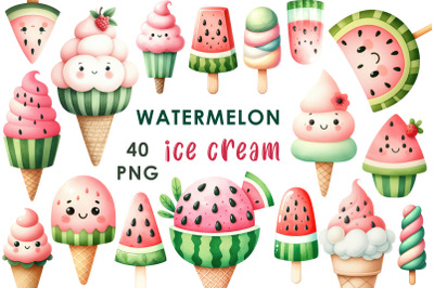 Watermelon Ice Cream clipart collection