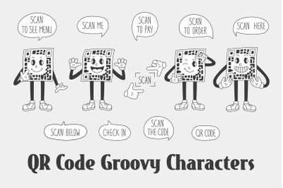 QR Code Groovy Characters Scan Instruction PNG Clipart