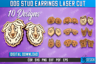 Dog Stud Earrings Template Laser Cut Design Bundle | CNC File