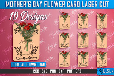 Mother&amp;&23;039;s Day Flower Card Bundle | Greeting Cards | Granny Gift | CNC