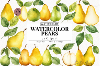 Watercolor Pears Clipart