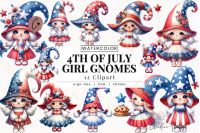 4th of July Girl Gnomes Clipart