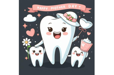 8 Cute cartoon tooth smile happil bundle