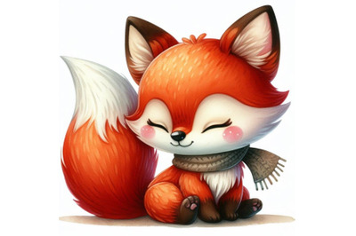 8 Cute watercolor cartoon fox iso bundle