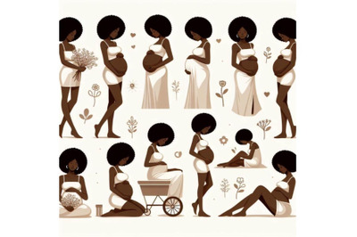 8 Pregnant woman icon.Woman pregn bundle