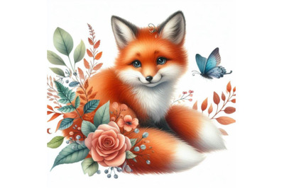 8 Watercolor Fox isolate on white bundle