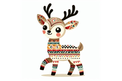 8 Cute tribal deer on white back bundle