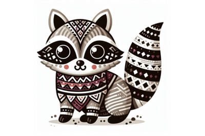 8 Cute tribal racoon on white bac bundle