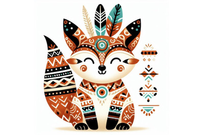 8 Cute tribal fox on white back bundle