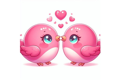 8 Two very cute pink birds in lov bundle