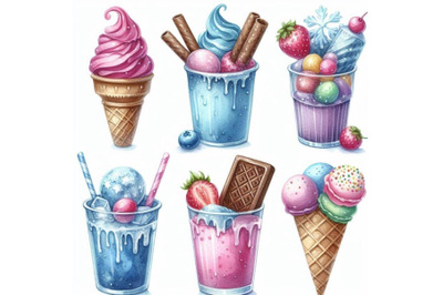 8 Watercolor Frozen Sweets C bundle