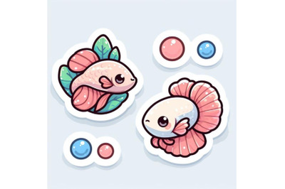 8 simple stickers with cute betta bundle