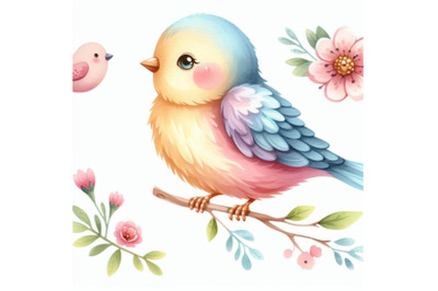 8 cute bird watercolor vector ill bundle