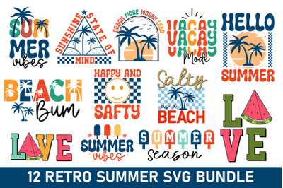 Retro Summer SVG Bundle, Summer Quotes SVG Bundle