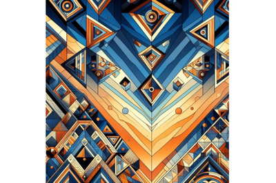 8 Geometric Painting In Blue And  bundle