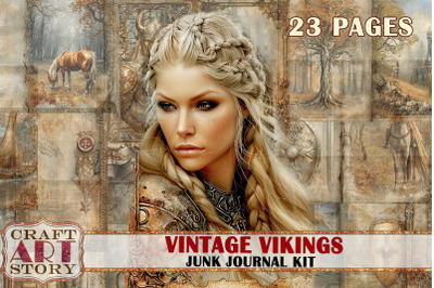Vintage Vikings Junk Journal Pages,viking warrior Collage
