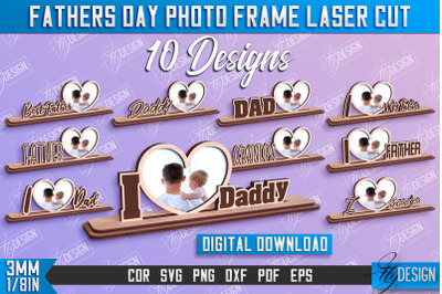 Fathers Day Photo Frame Bundle | Grandpa Gift | Home Design | CNC File