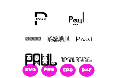 PAUL BOY NAMES SVG CUT FILE
