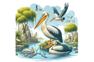 8 exotic marine pelican bird is bundle