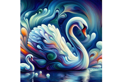 8 Abstract swan art. Iridescent p bundle