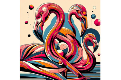 8 Flamingo abstract art brut anim bundle