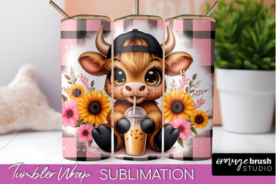 Highland Cow Tumbler Wrap - Sunflower Tumbler Sublimation