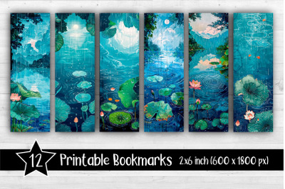 Water lilies Bookmarks Printable 2x6 inch