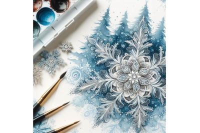 8 Beautiful watercolor snowbundle
