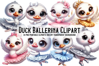 Watercolor Duck Ballerina Clipart PNG