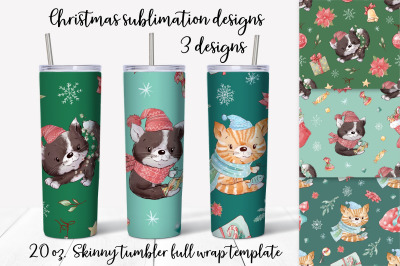 Cute Christmas sublimation design. Skinny tumbler wrap design.