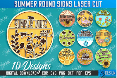 Summer Round Signs Bundle&nbsp;| Summer Vibe Design | Signs Inscription