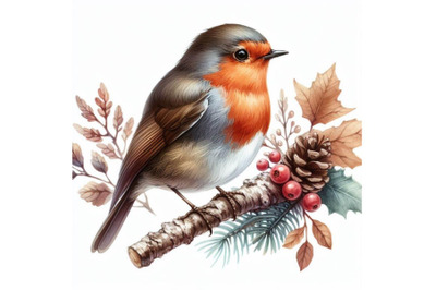 8 Robin Watercolor Bird Illustrat bundle
