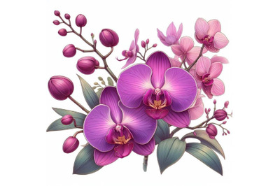 8 Purple orchid isolated on white bundle