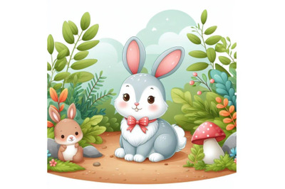 8 Cute rabbit woodland animal