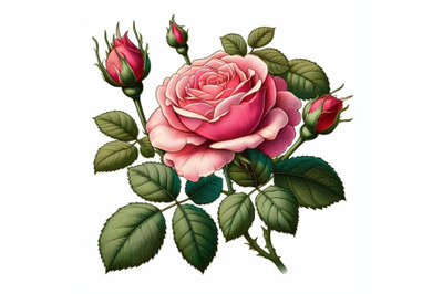 8 flowering pink rose with bundle
